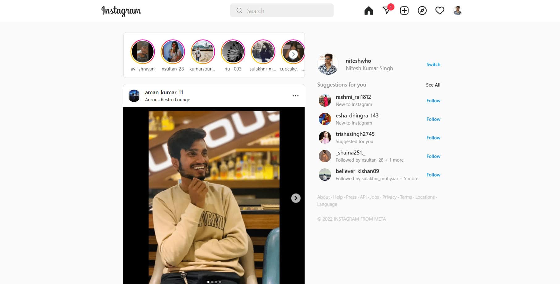 Open Instagram on your laptop or mobile device. 