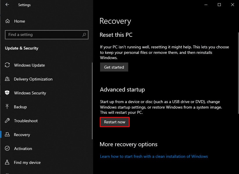 click on Restart now. Fix Machine Check Exception Error in Windows