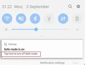 safe-mode-quick-settings samsung tablet tap to turn off safe mode