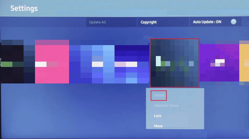 samsung tv delete app