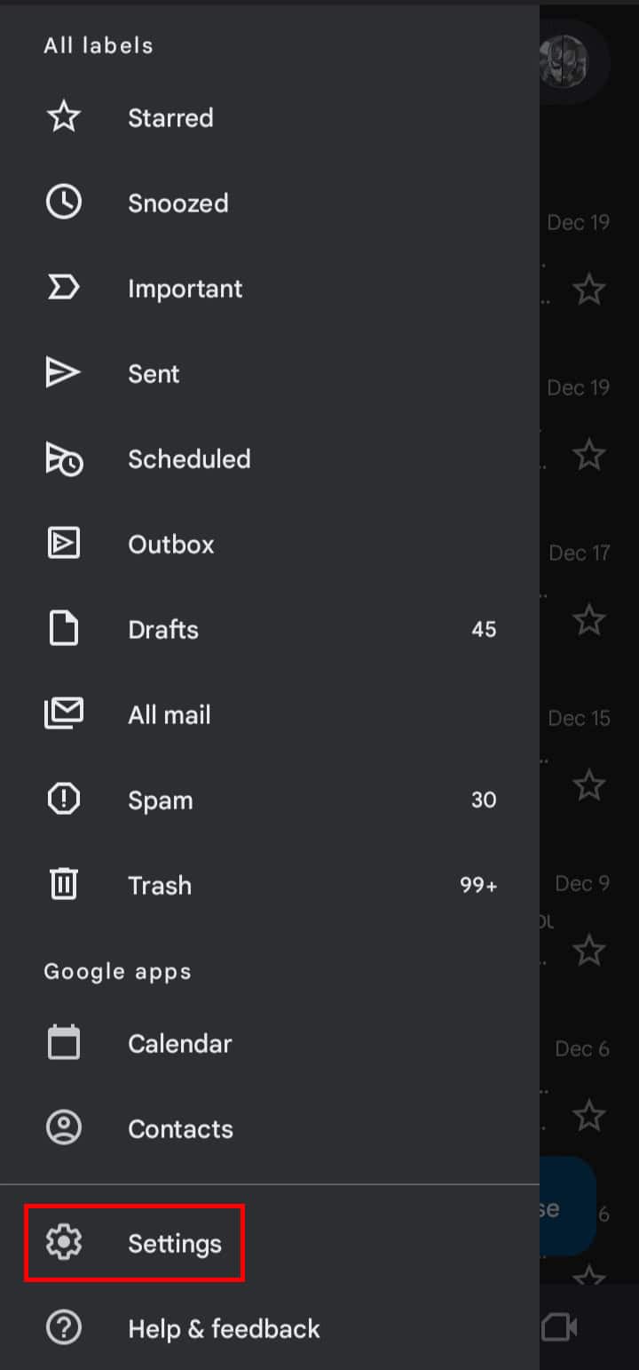 Scroll down and tap on Settings option.