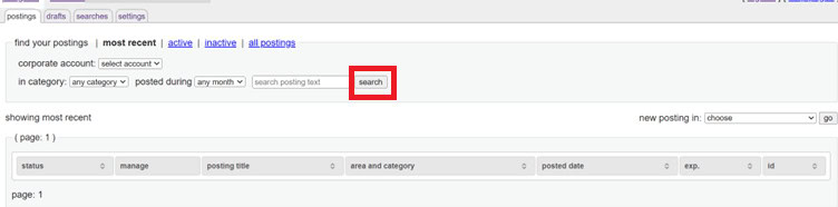 Search for the required posting using the search option