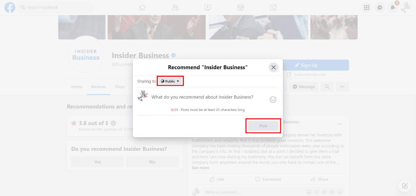 select Public and tap on Post