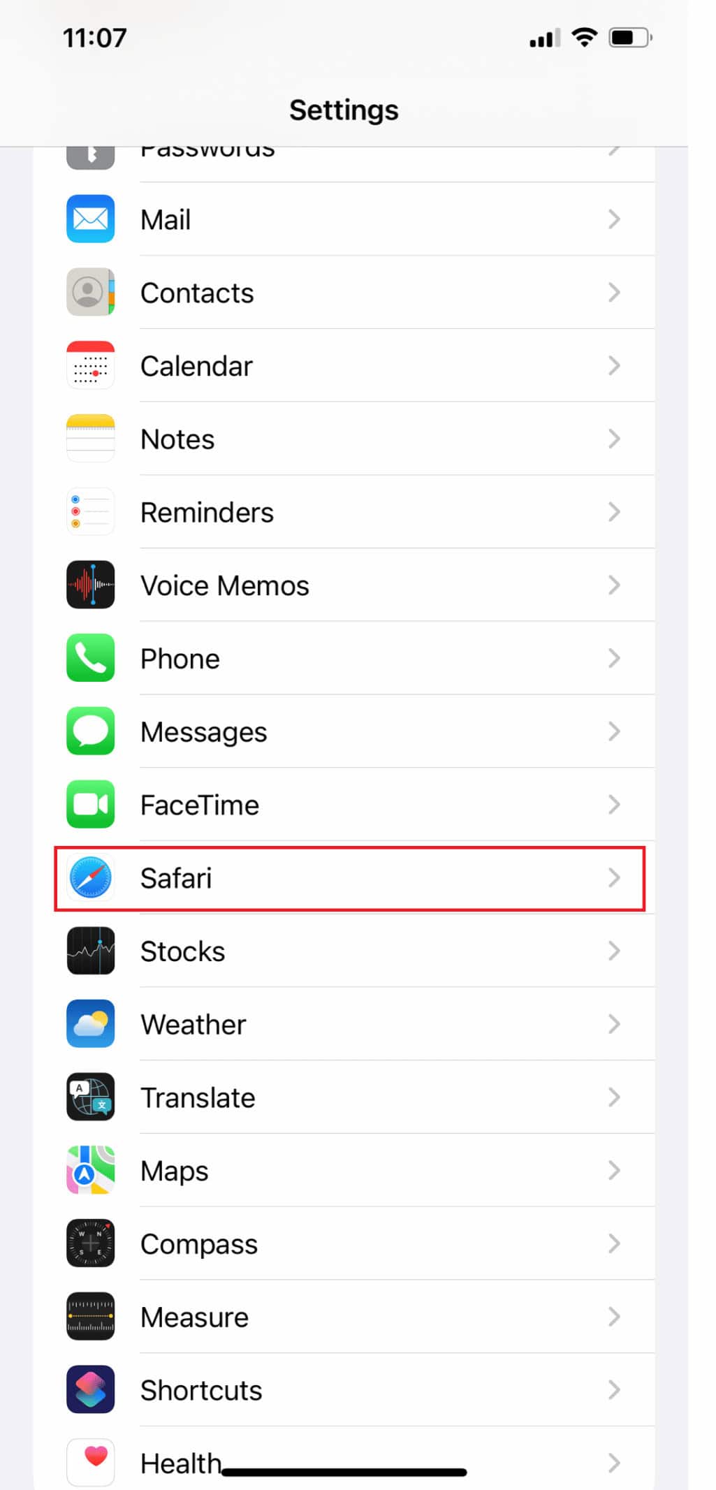Select Safari 