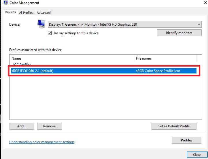 Select the ICC profile that you want to remove. How to Install ICC Profile on Windows 10
