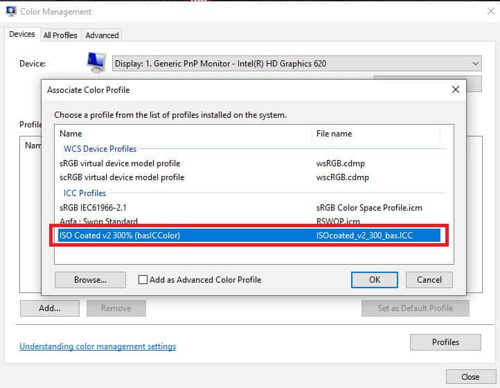 Select the ICC profile you just installed. How to Install ICC Profile on Windows 10