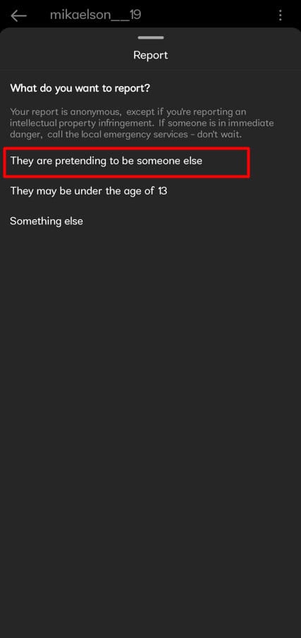 Select They pretending to be someone else.