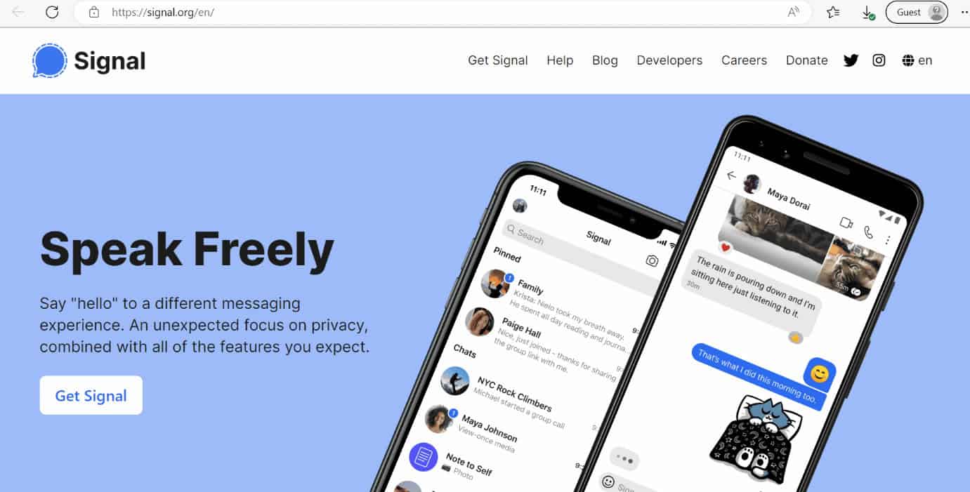 signal web page | best free WiFi calling app for Android
