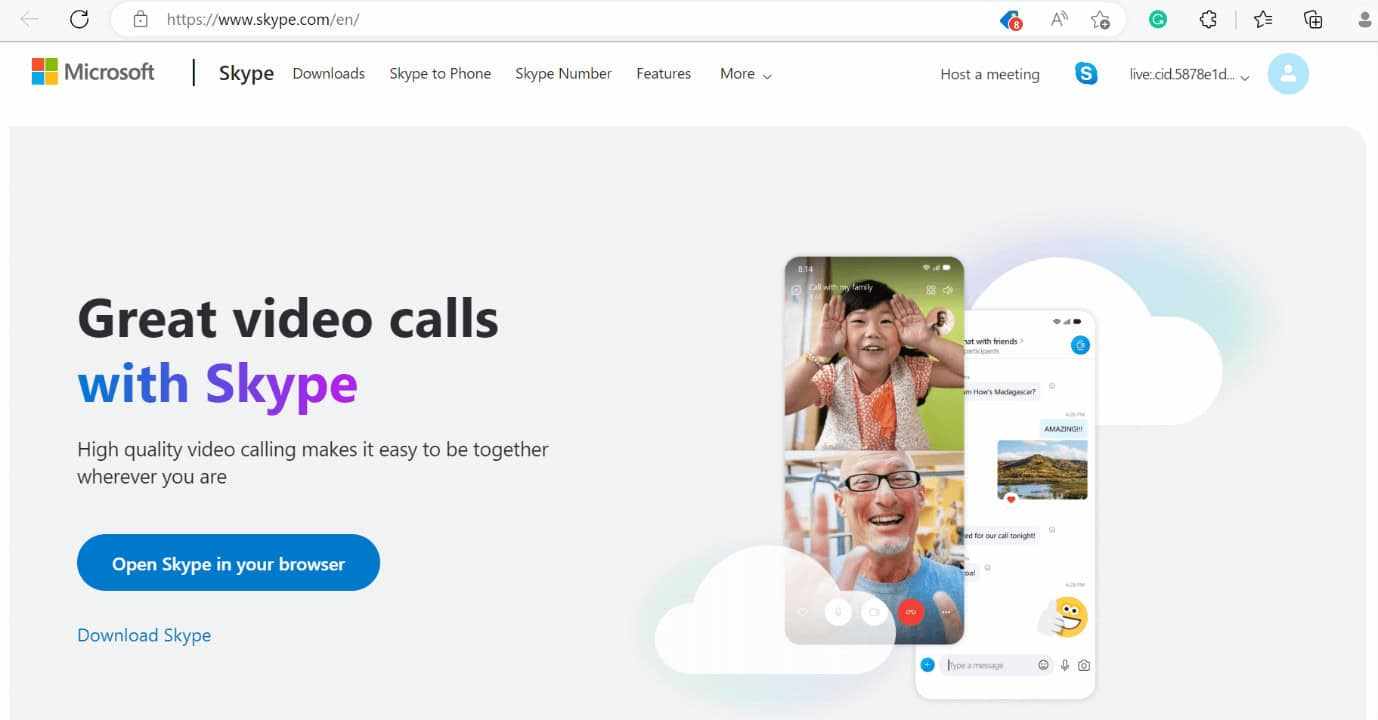 skype web page