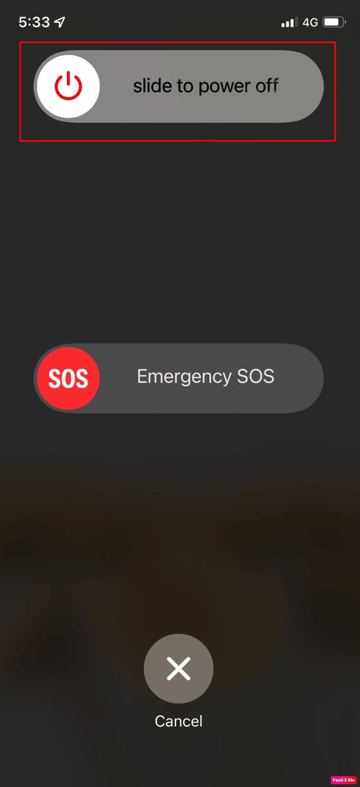 slide to power off button