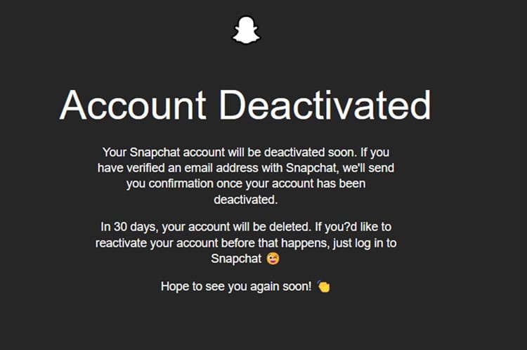 snapchat account deactivated