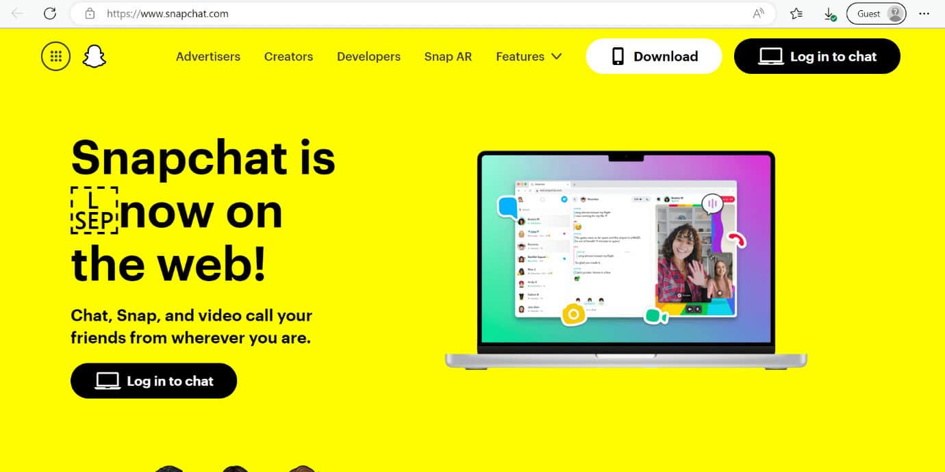 snapchat web page
