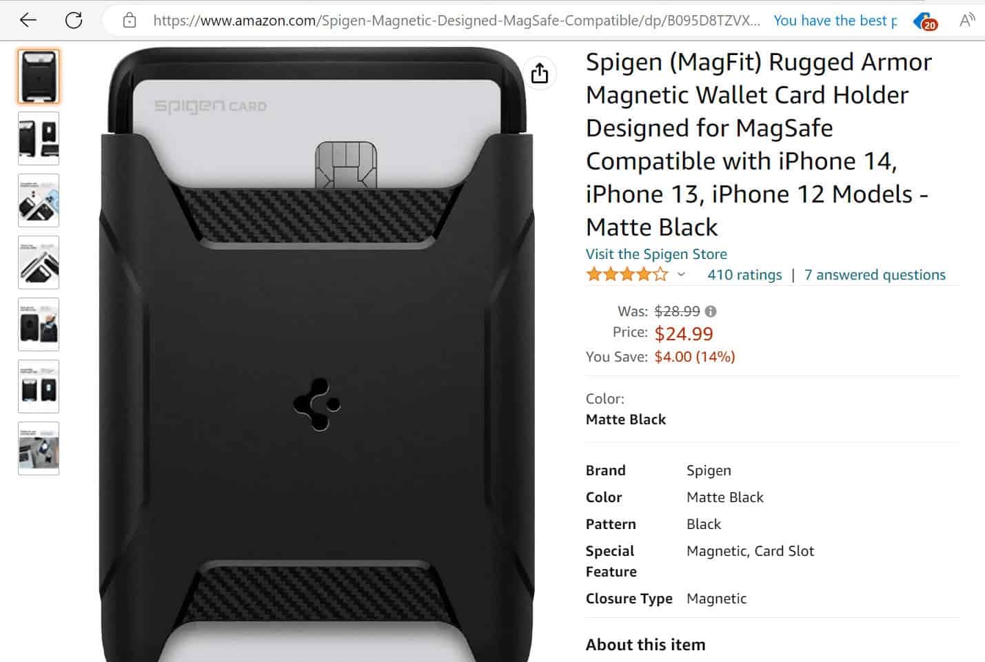 Spigen(magfit) rugged armor magnetic wallet card
