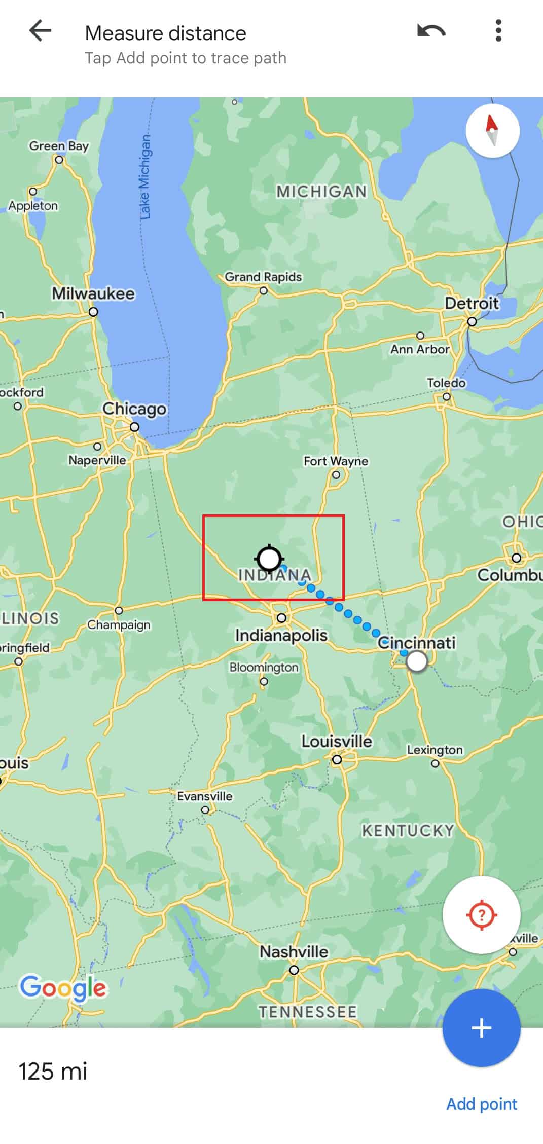 Split the distance in half which turns out to be 125mi | halfway between two places | halfway point between cities