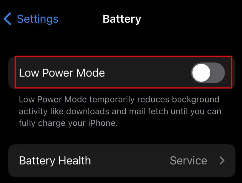 switch off low power mode