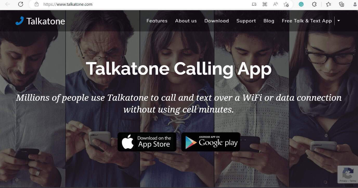 talkatone web page | best free WiFi calling app for Android