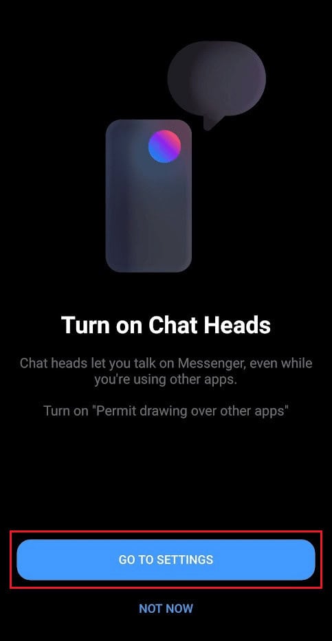 tap on GO TO SETTINGS
