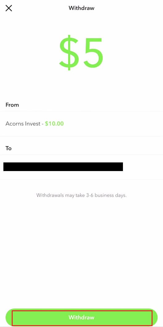 tap on Withdraw