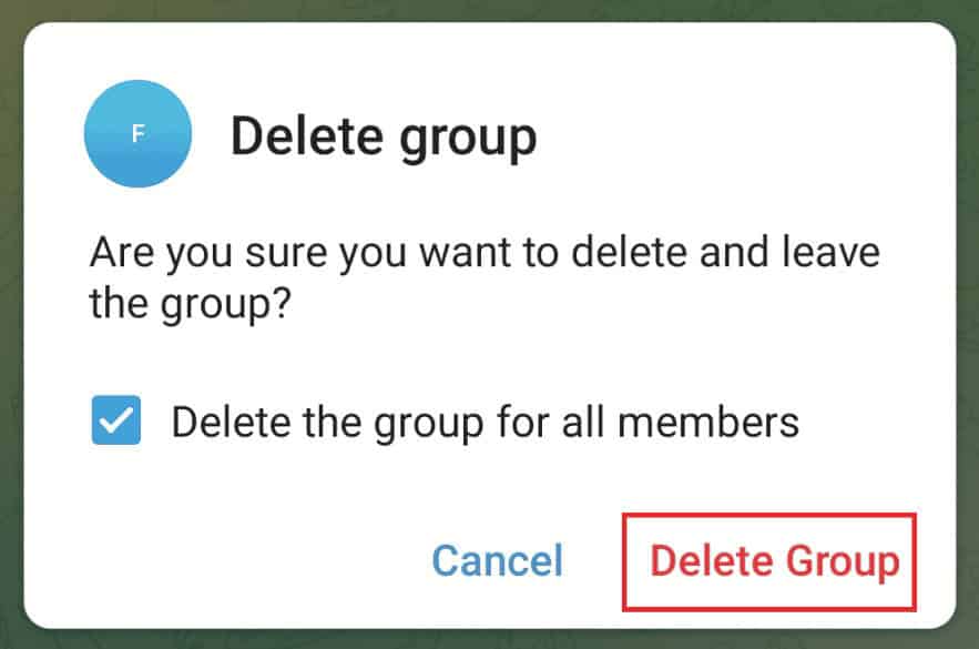 Tap on Delete Group