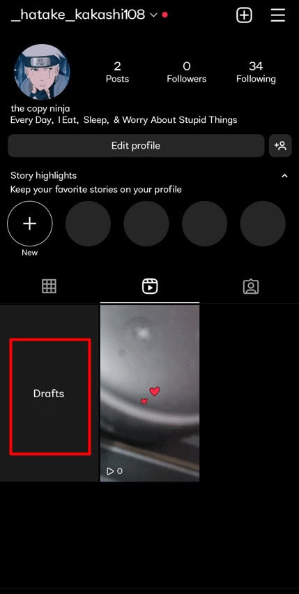 tap on drafts folder | How to Delete a Draft Reel on Instagram