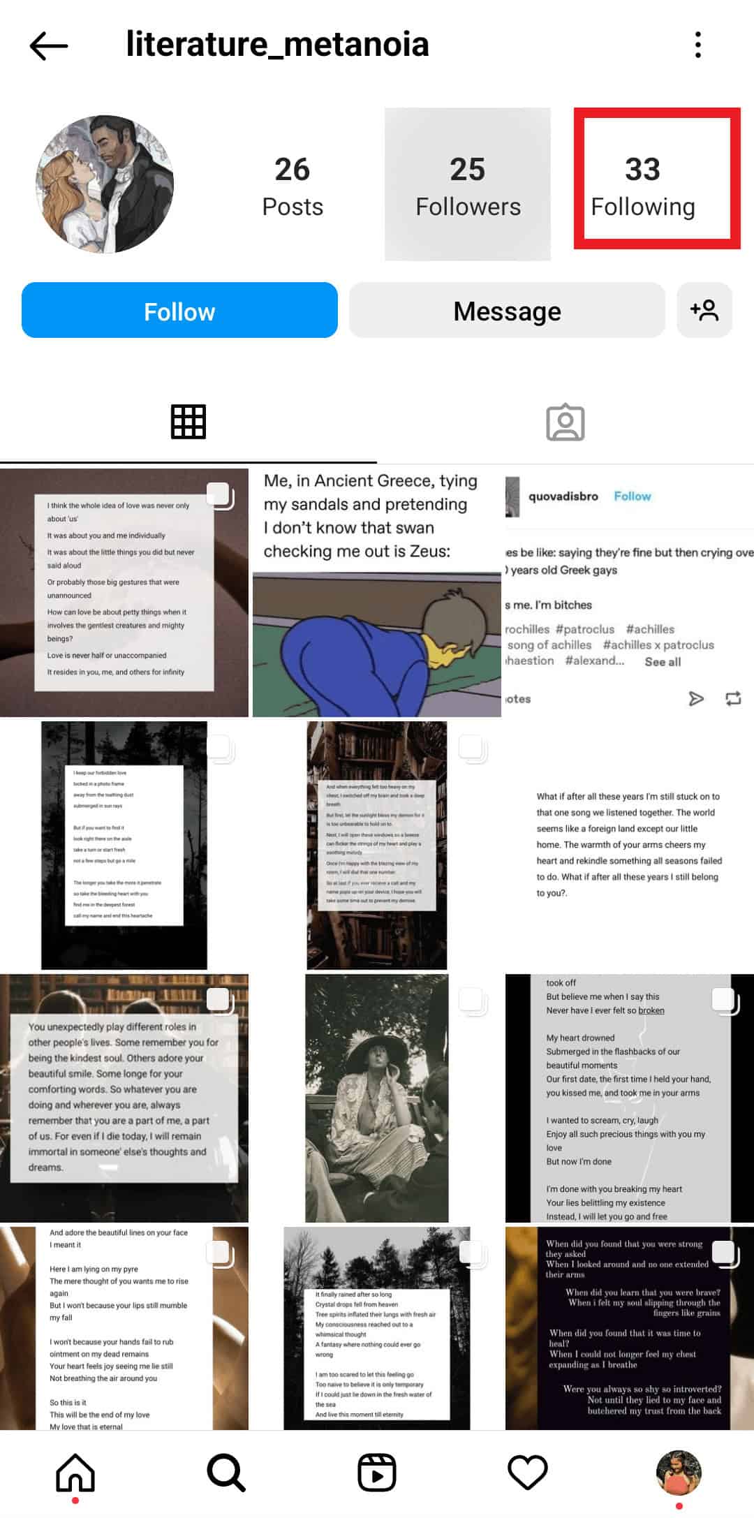tap on following | how to remove a follower on Instagram