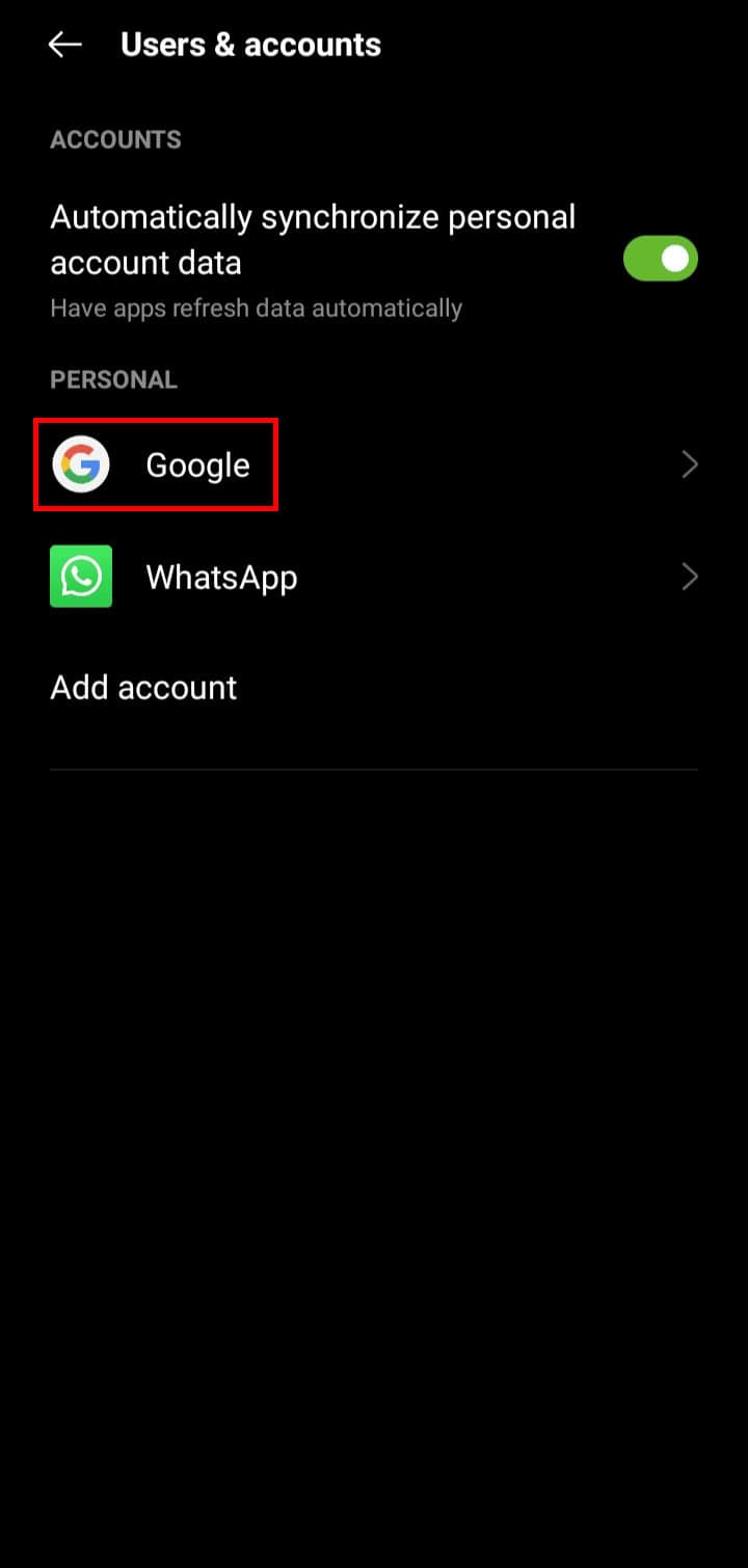 Tap on Google.