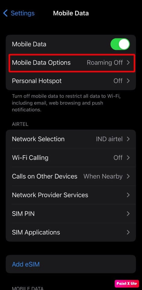 tap on mobile data options | How to Turn Off Low Data Mode on iPhone