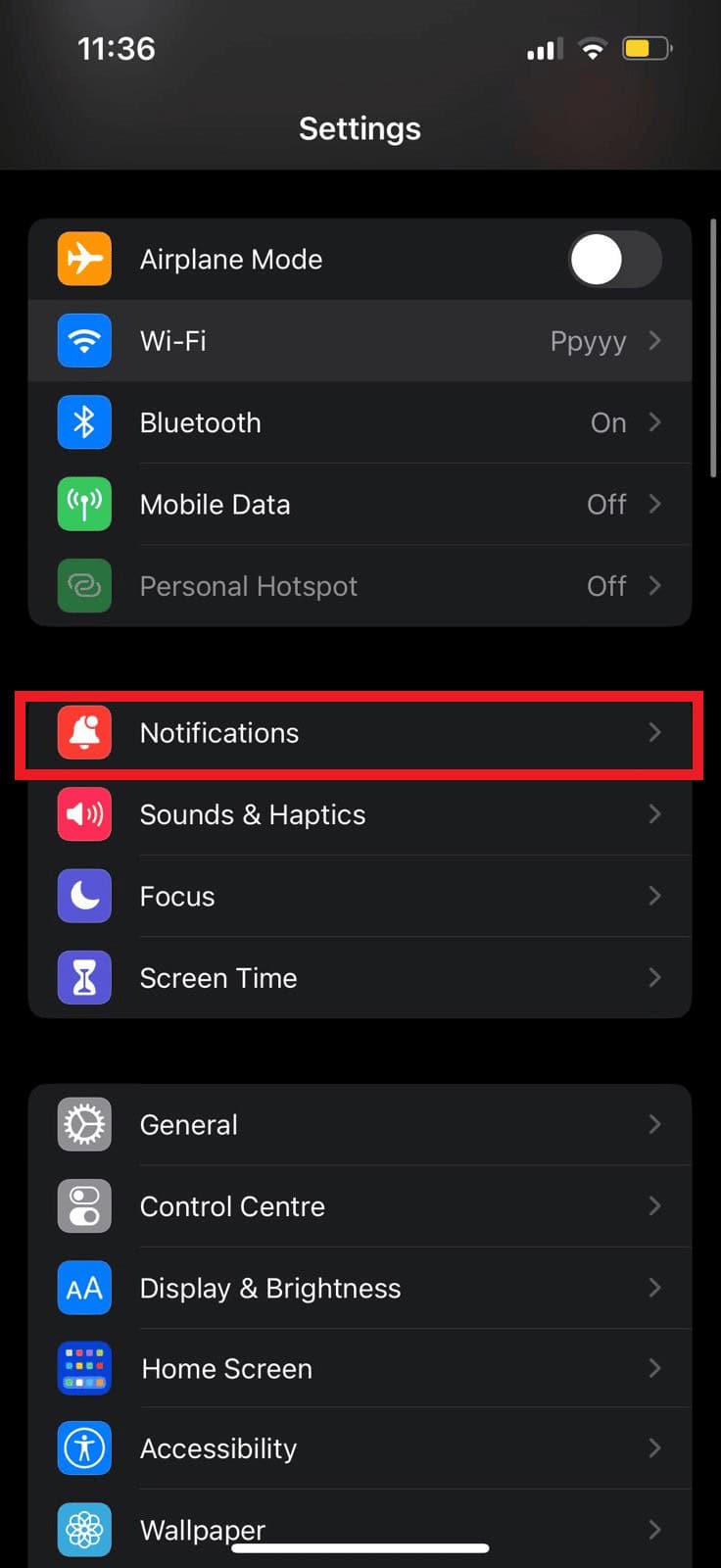tap on Notifications.