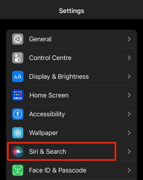 tap on siri & search | can’t find app on iPhone