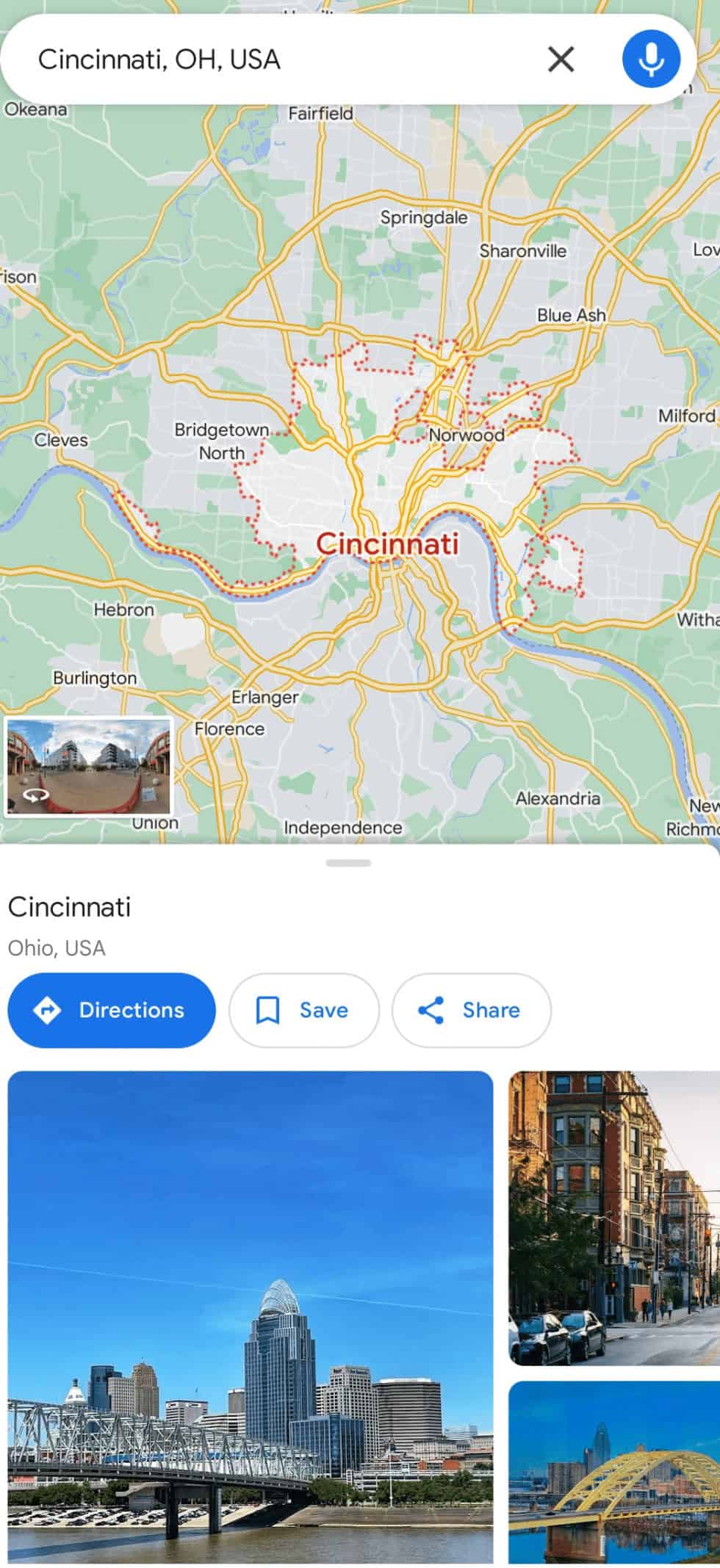 Tap on the city name and a description will pop up | halfway point between cities