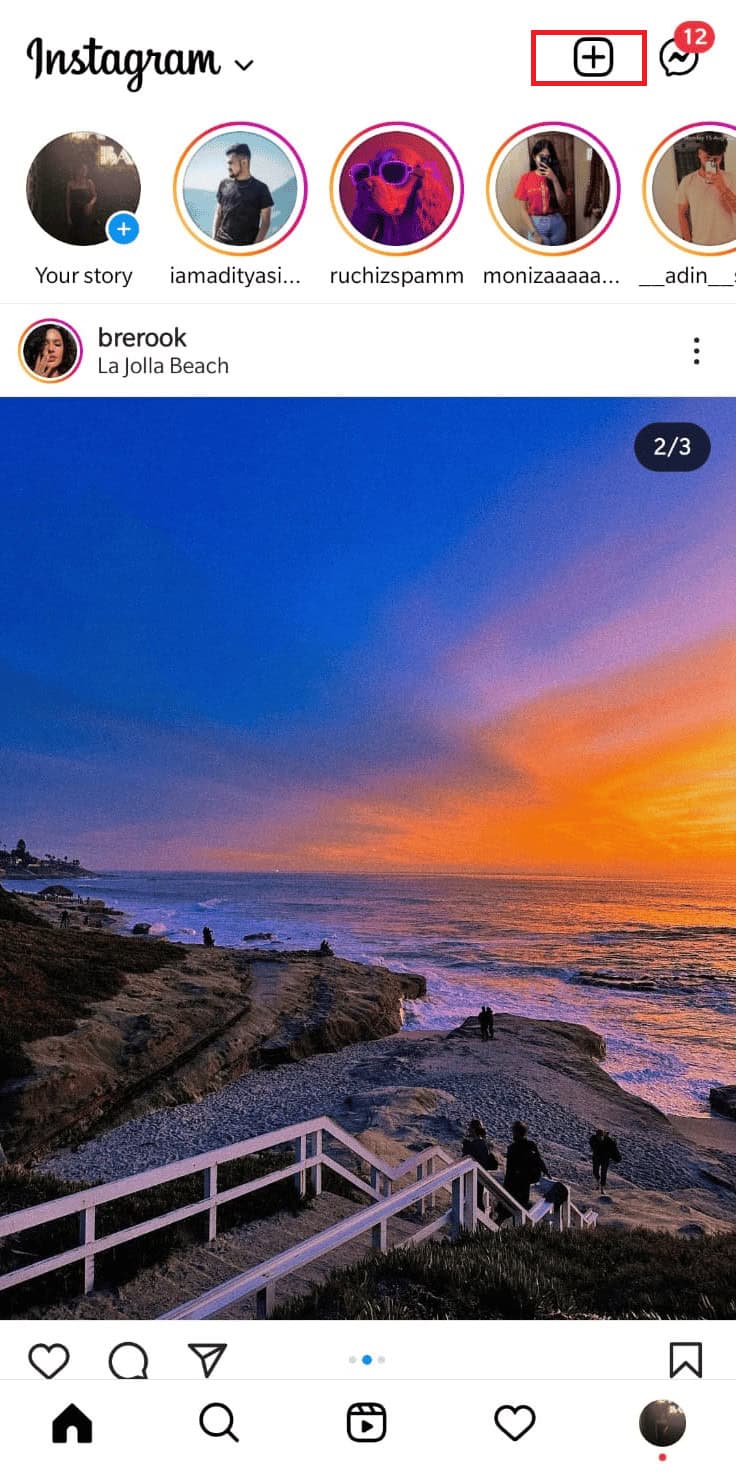 Tap on the create option. | How to Pin My Own Comment on Instagram