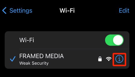 tap on the info icon