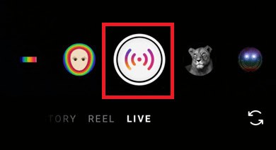 Tap on the Live icon to start a Livestream