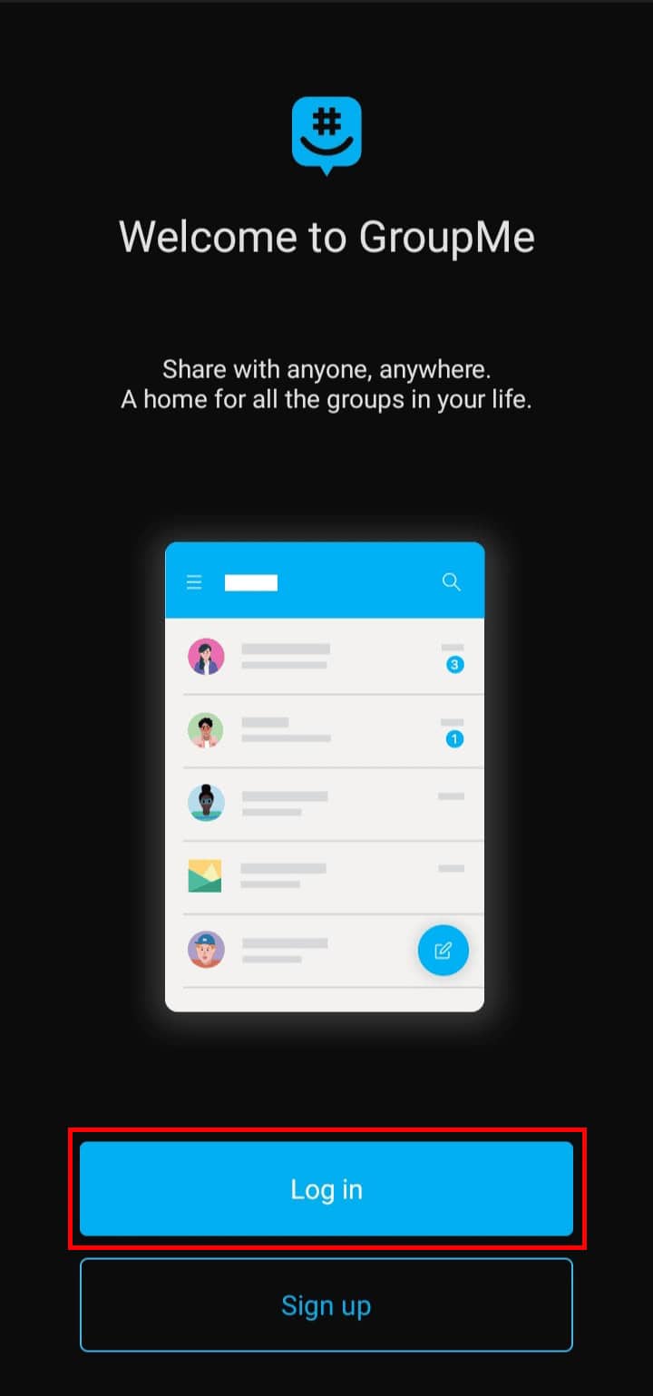 Tap on the Log in button.