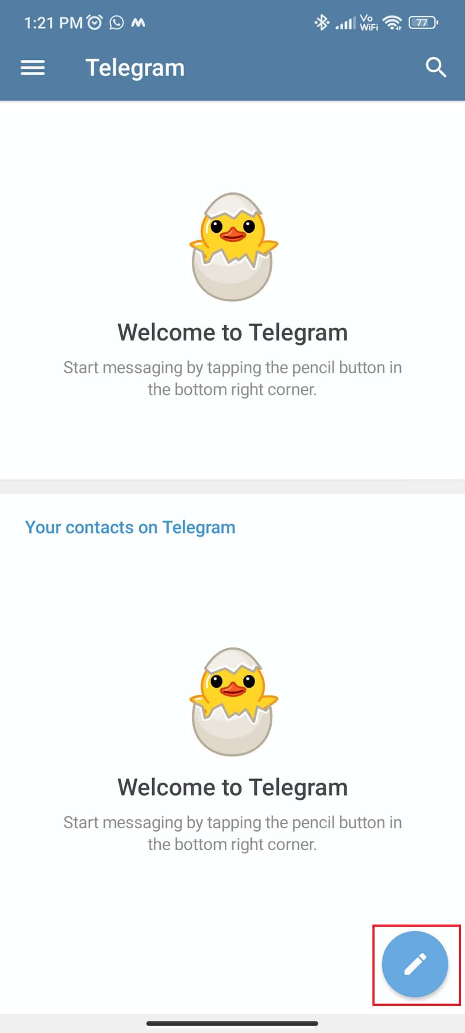 Tap on the pencil icon. How to Add Members in Telegram Group