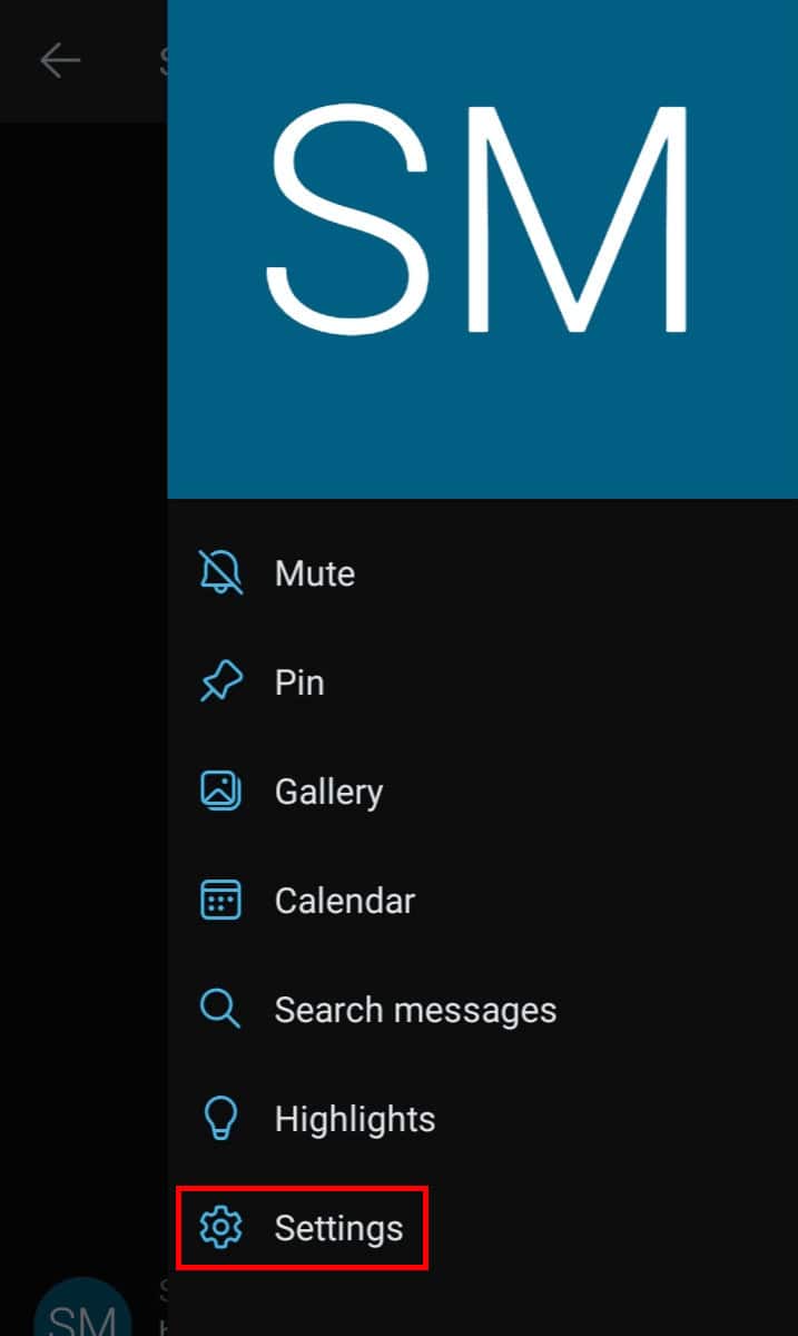Tap on the Settings option.