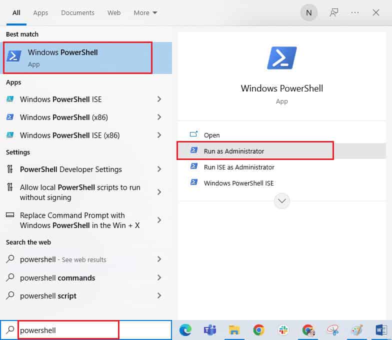 Windows Powershell Run as administrator 