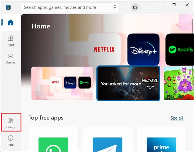 click on the Library icon