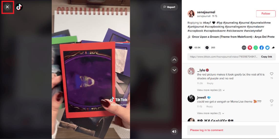 video description and comments section window | 
