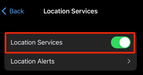 toggle on location services