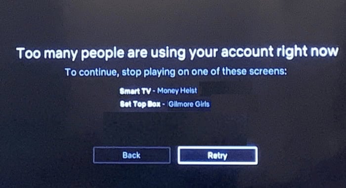 too many people are using account right now