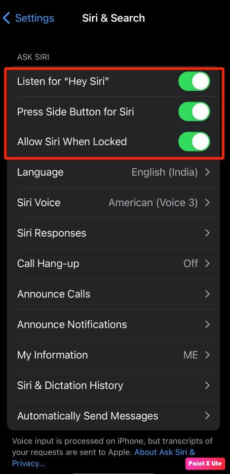turn on press side button for siri, allow siri when locked, listen for hey siri |