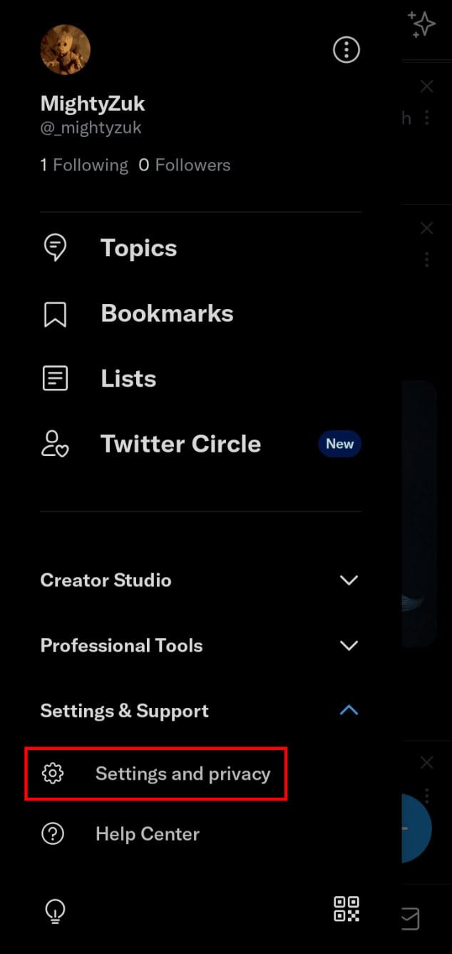 Under Settings and Support tap on Settings and privacy.