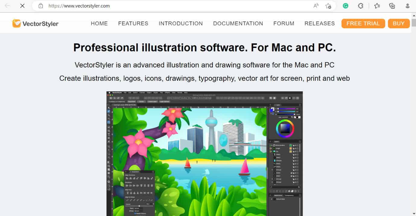 vectorstyler web page
