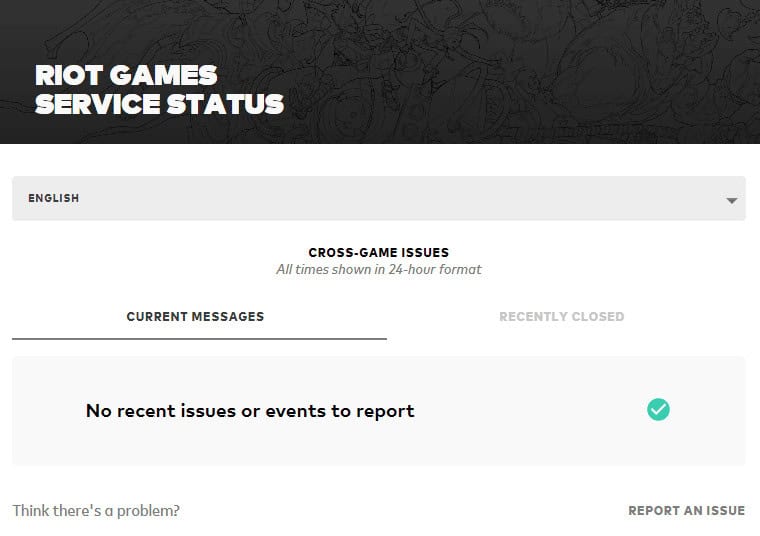 Visit the official Riot-server status update page