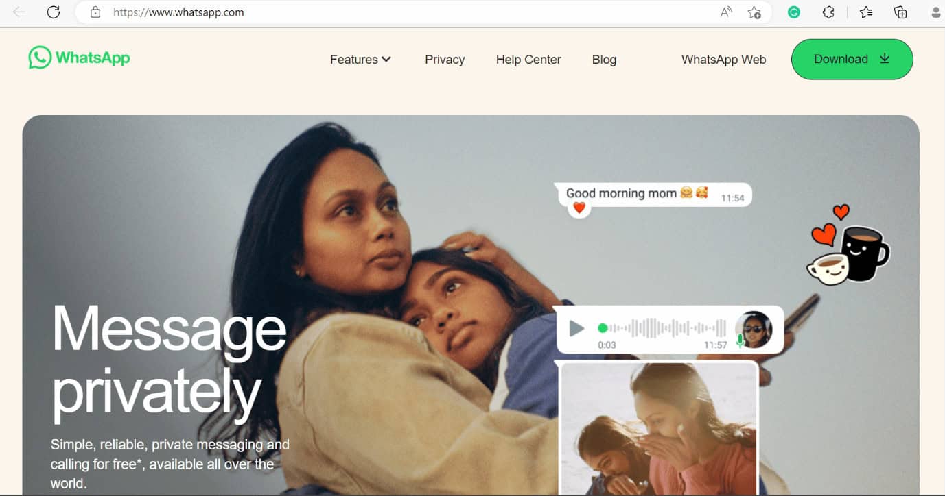 whatsapp web page