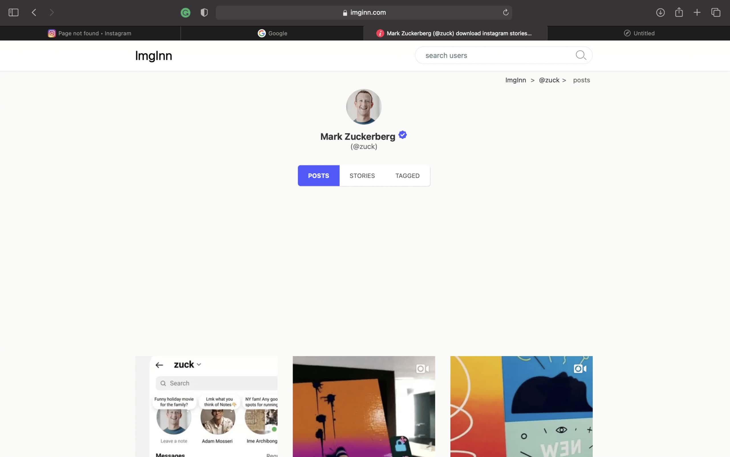 Click on the profile image to view the profile and view any of the images
