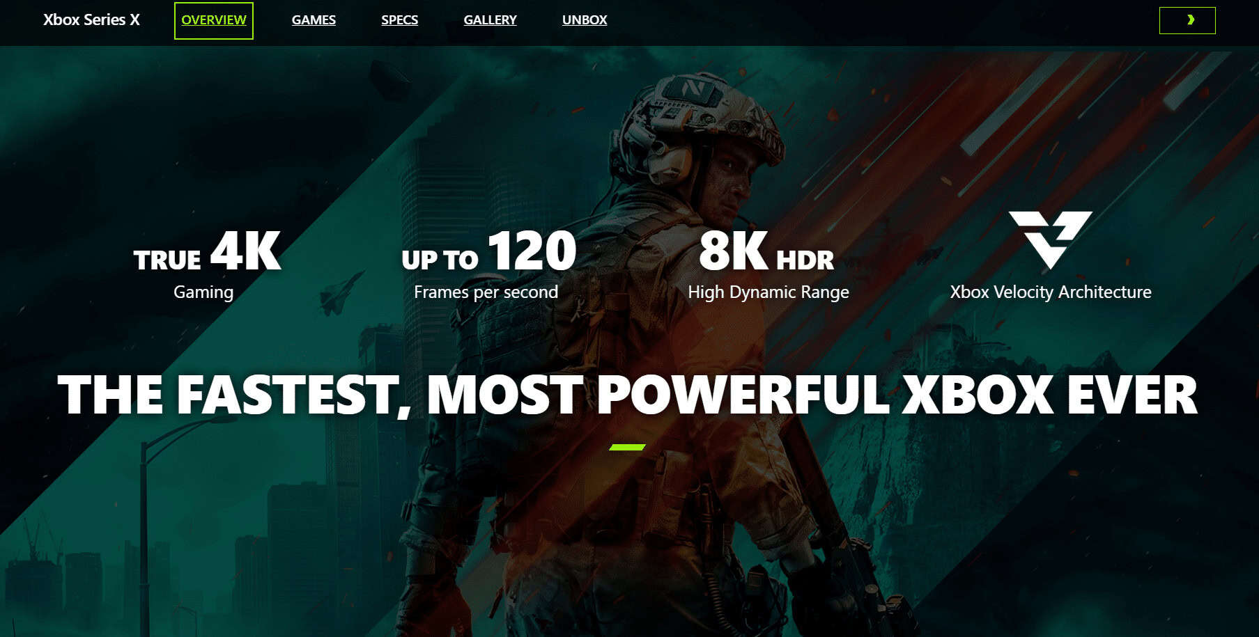 xbox series x webpage 