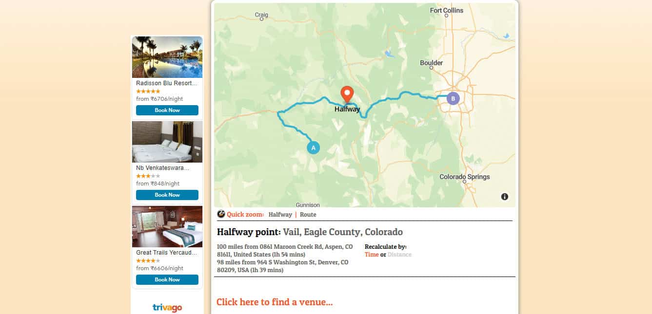 You will find the search result like this including a map and details about the venue type