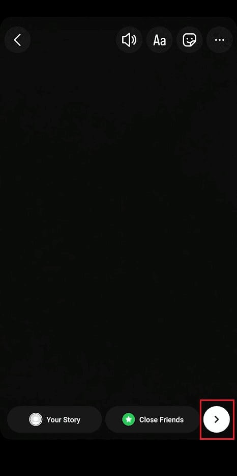 After recording, tap on the next arrow icon - Share | How to Get Runaway Aurora Filter on Instagram